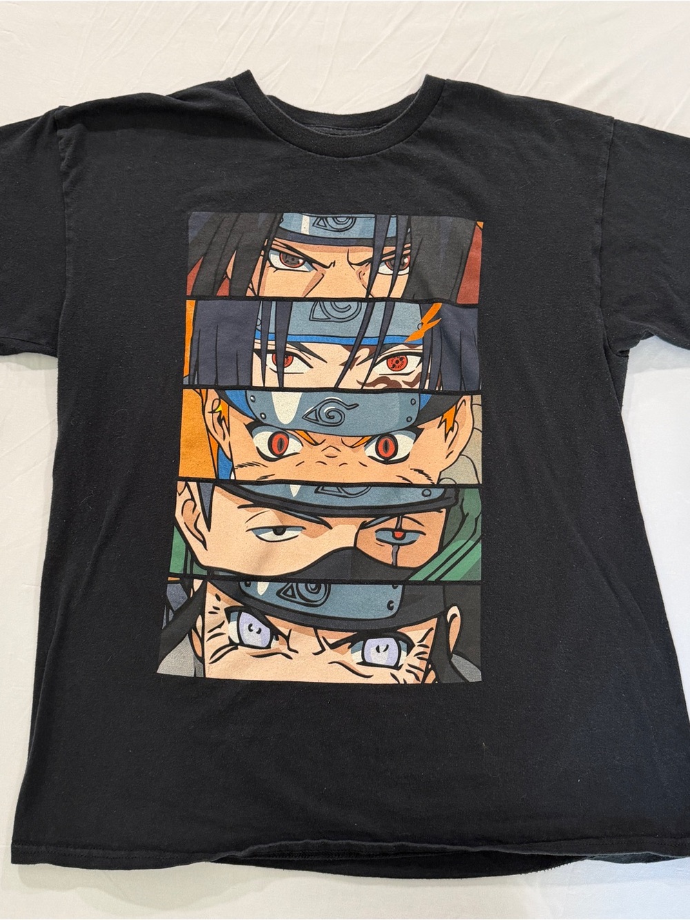 Men's Black Short Sleeve Anime Panel Graphic Tee
